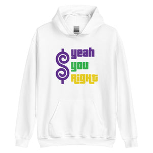 Yeah You Right Unisex Hoodie - Mardi Gras Color Edition (White)